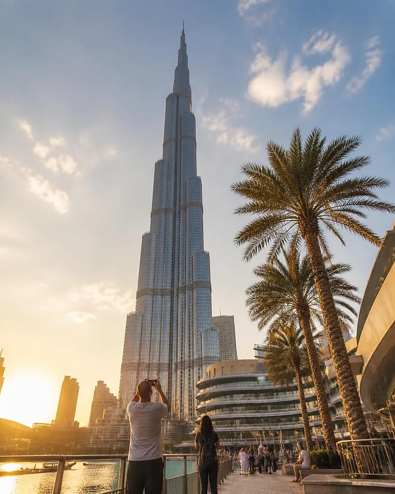 Visitors photographing the Burj Khalifa