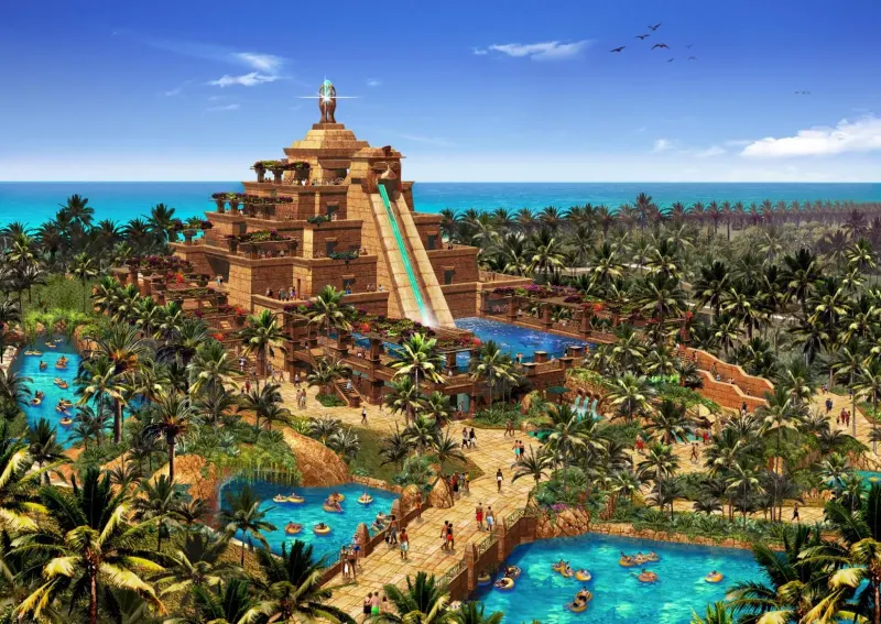 Artist’s rendering of the Aquaventure tower and lazy river (not a photo)