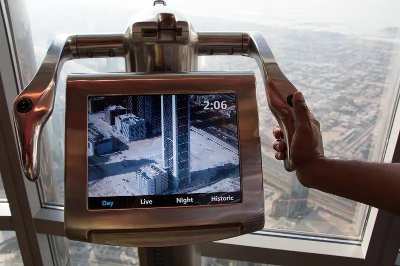 Digital telescope on the At the Top observation deck of the Burj Khalifa