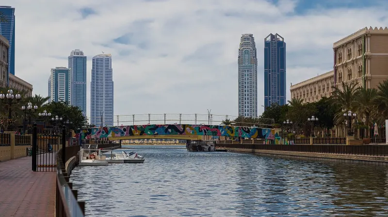 Canal and towers at Al Qasba, Sharjah