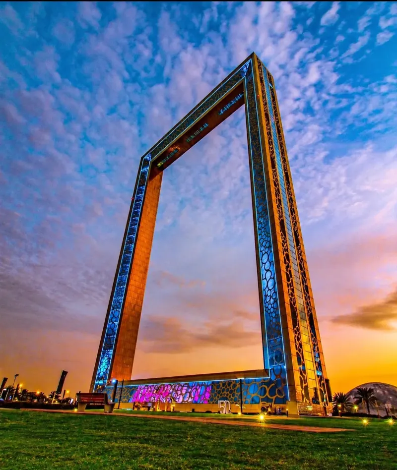 The Dubai Frame at sunset