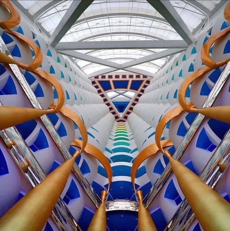 Looking up the atrium of the Burj Al Arab