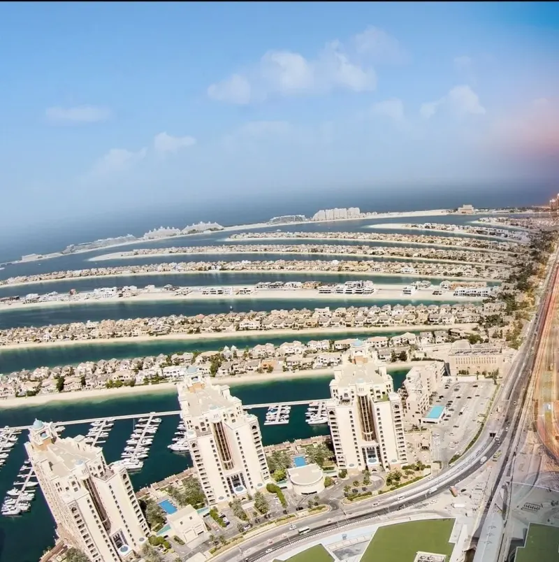 Fronds of the Palm Jumeirah seen from high above